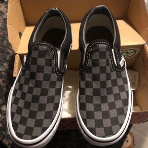 Vans Black and Gray Checkered Kids Sneakers